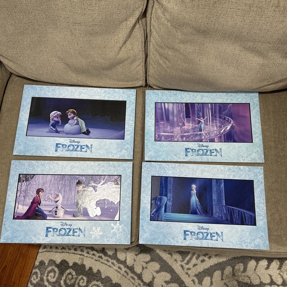 Disney Other - Disney Frozen 11x17 Hard Lithograph Art Print 4 Pictures Set Anna Elsa Olaf